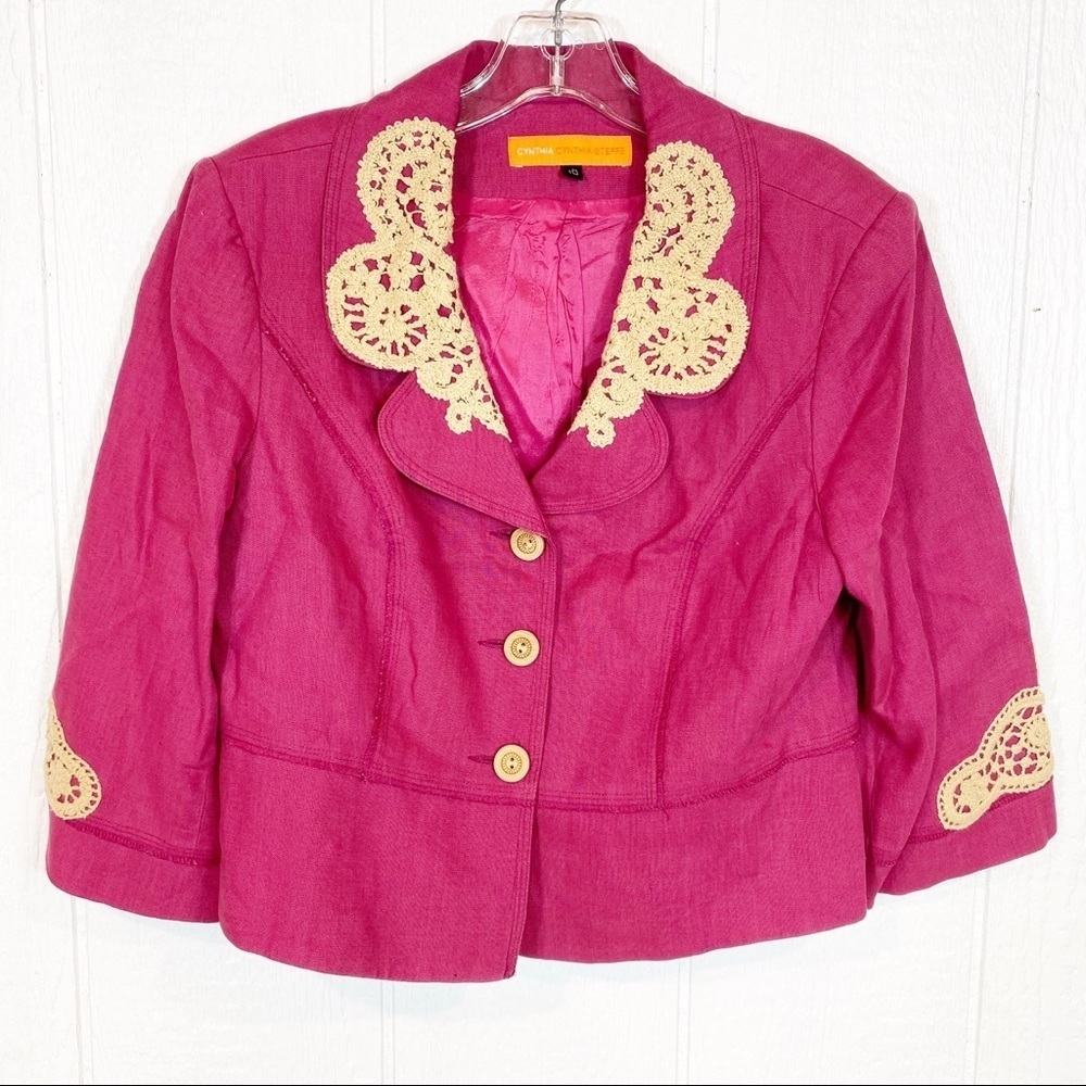 Cynthia Cynthia Steffee Pink Linen Blazer Jacket
